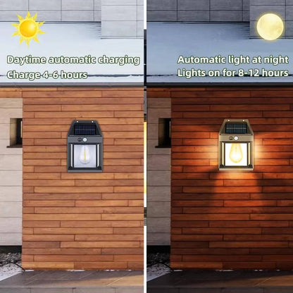 Solar Motion Sensor Wall Light, 2 Pack 600 Lumen Outdoor Waterproof Security Light with 3 Modes for Walls & Walkways