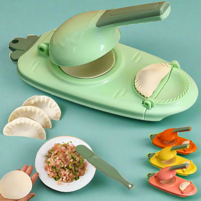 2-in-1 Dumpling Maker Press, Dumpling Mold and Wrapper Cutter for Homemade Dumplings, Wontons, Empanadas & Ravioli