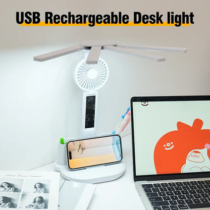 3-in-1 Multifunctional LED Table Lamp, Dimmable Desk Lamp with Clock, Temperature Display and 3 Color Modes
