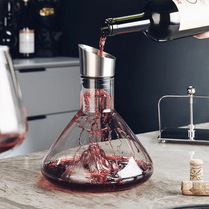 Crystal Wine Decanter, 1500ml Lead-Free Red Wine Aerator Carafe with 12-Channel Aeration and Stainless Steel Filter Top