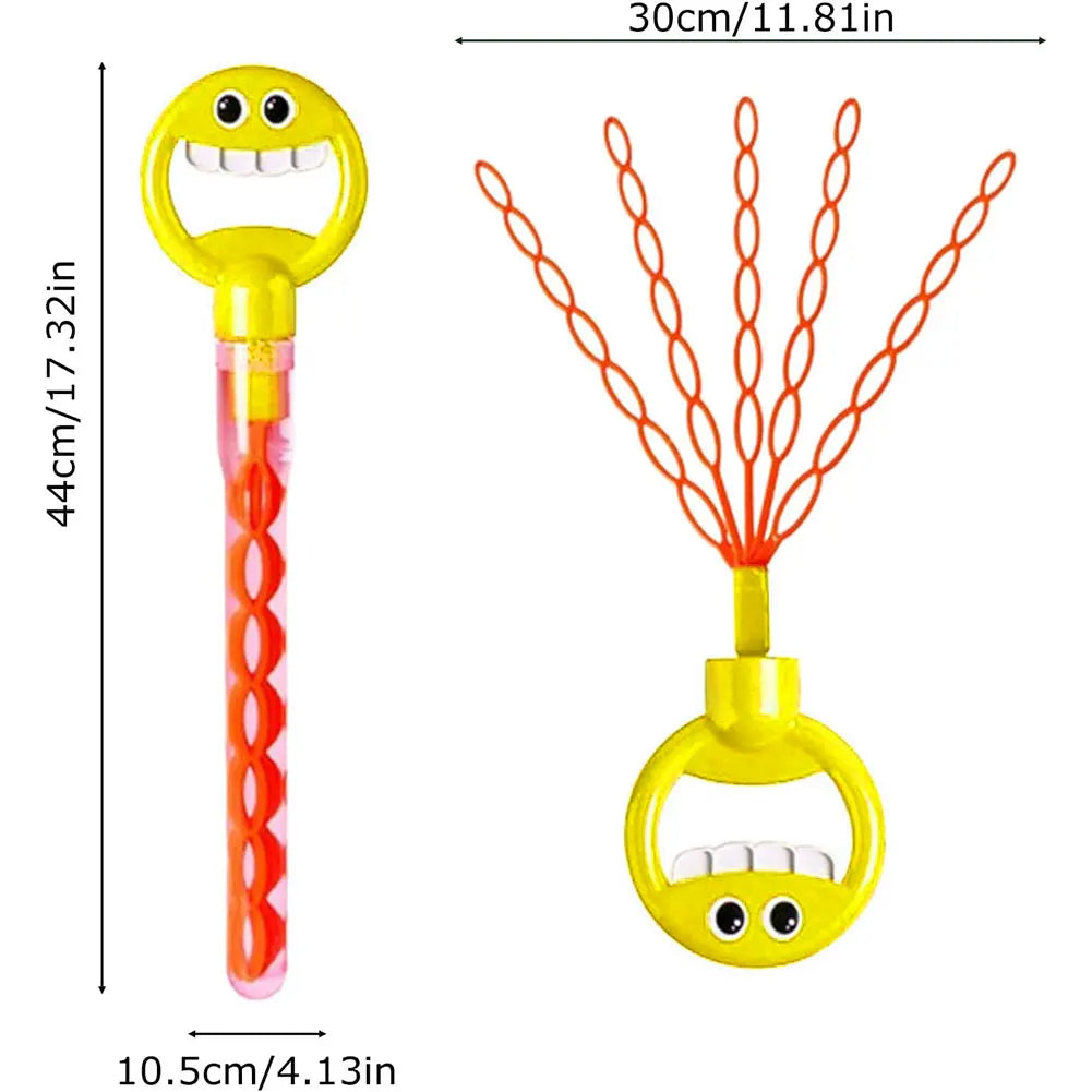 Smiling Face Bubble Wand, 32-Hole Big Bubble Maker for Kids and Adults, Outdoor Party and Backyard Play Toy