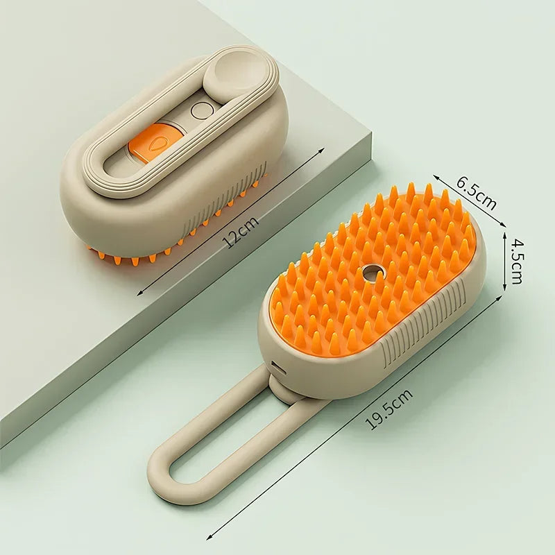 Pet Steam Grooming Brush, Dog and Cat Deshedding Massage Brush with One-Touch Spray for Coat Care and Detangling