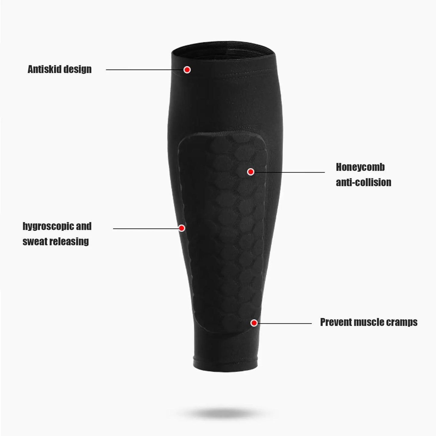 Soccer Shin Guards with Honeycomb Compression Sleeve, Lightweight Breathable Shin Pads for Kids, Youth & Adults, Sizes M-XL
