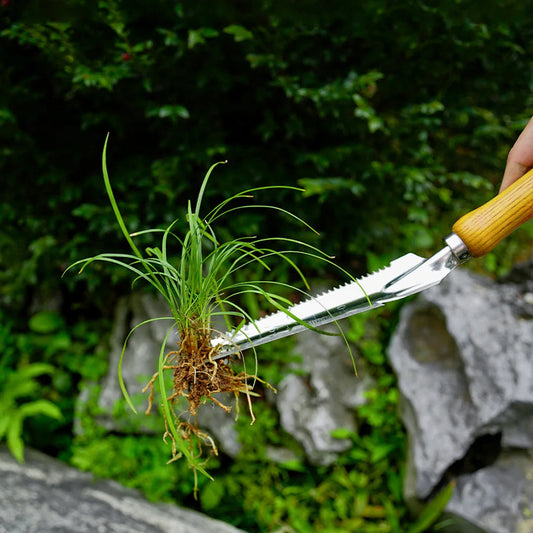 5-in-1 Stainless Steel Weed Puller, Hand Weeding Tool with Digger and Transplanter for Garden and Flower Beds