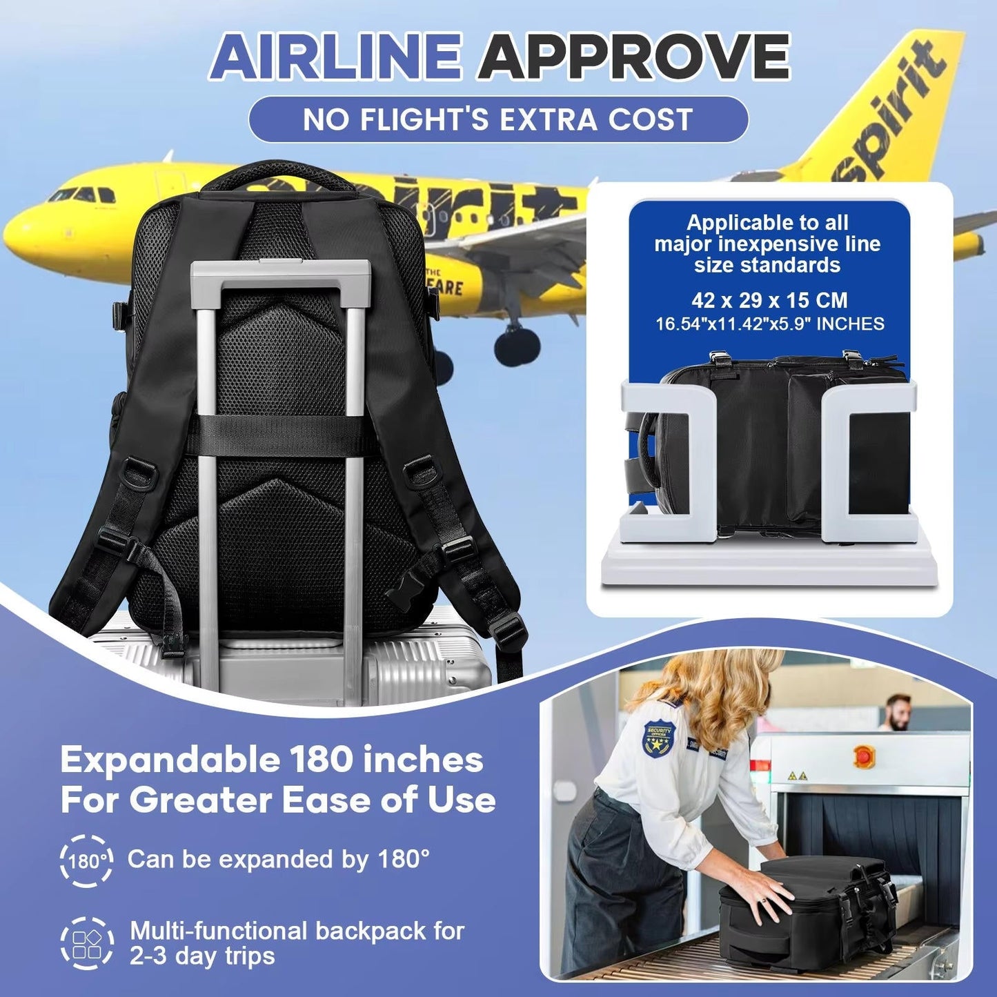 Compression Travel Backpack with Electric Pump, Expandable Vacuum Carry-On Bag with 17-Inch Laptop Compartment, 6 Colors