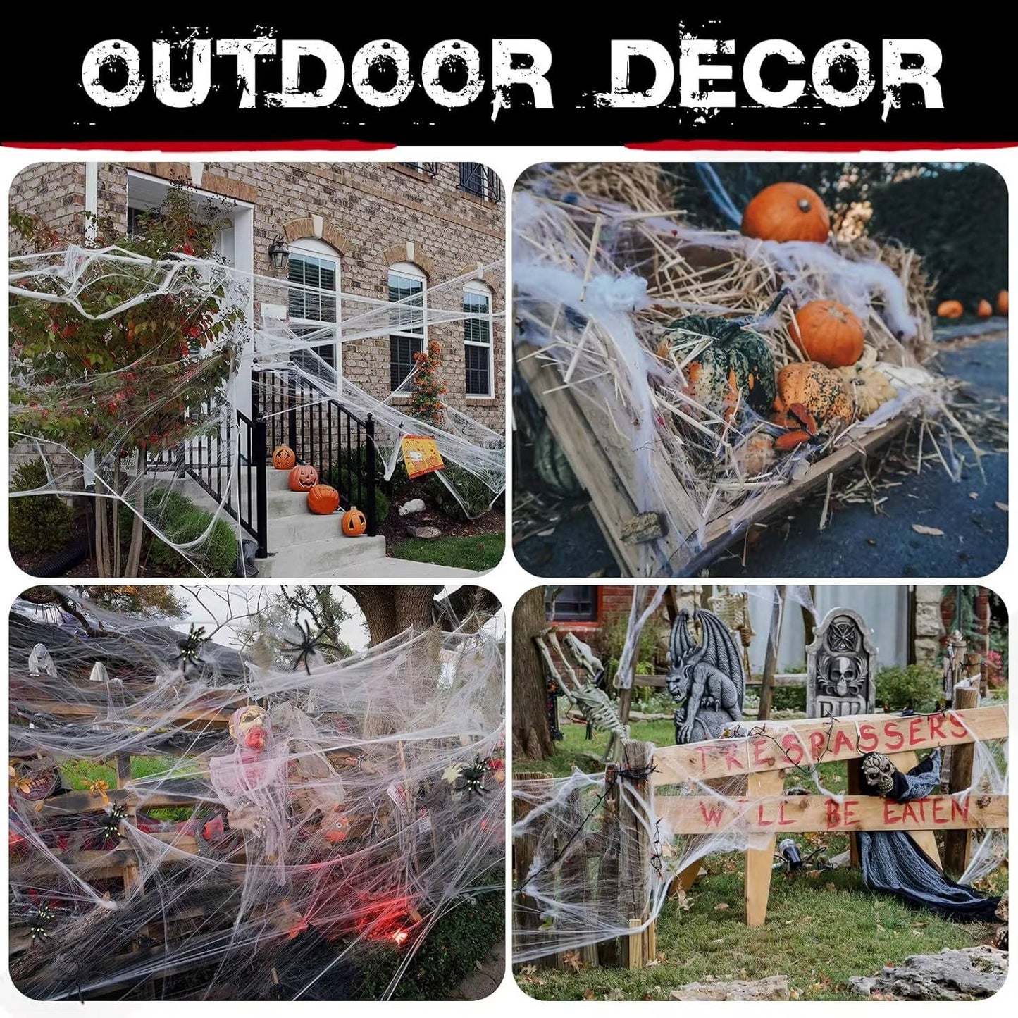 Stretch Spider Web Decoration, 200 Sq Ft Halloween Cobwebs with Fake Spiders for Indoor and Outdoor Party Decor