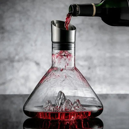 Crystal Wine Decanter, 1500ml Lead-Free Red Wine Aerator Carafe with 12-Channel Aeration and Stainless Steel Filter Top