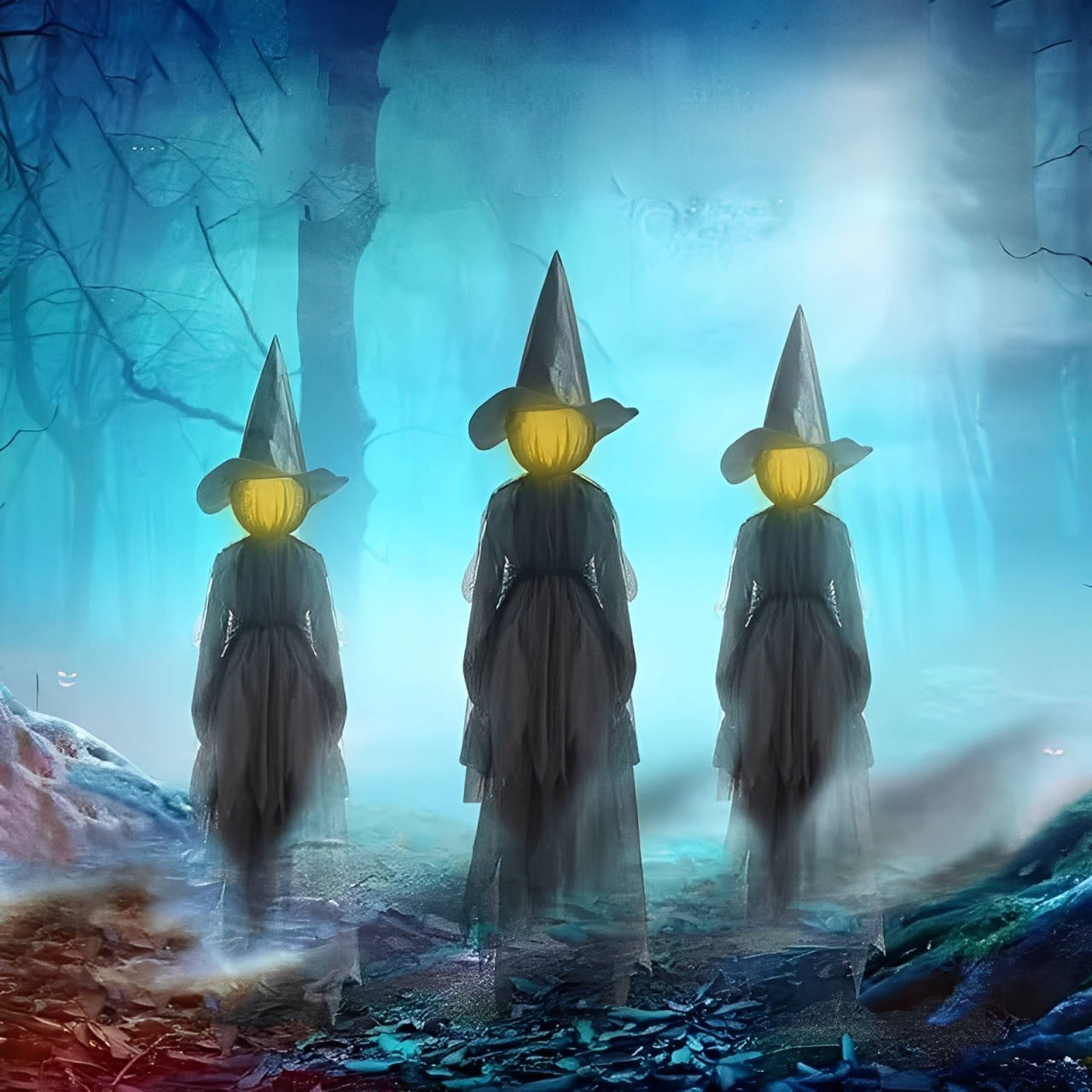 Sound-Activated Witch Decorations, 3-Piece Light-Up Talking Halloween Witches for Indoor and Outdoor Yard Decor