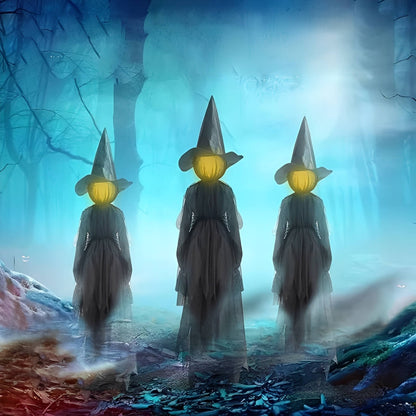 Sound-Activated Witch Decorations, 3-Piece Light-Up Talking Halloween Witches for Indoor and Outdoor Yard Decor