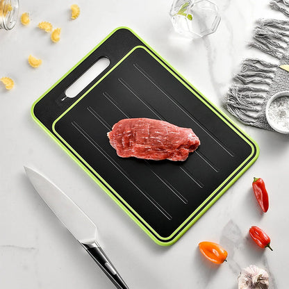 4-in-1 Cutting Board with Defrosting Tray, Chopping Board with Fast Meat Thaw Plate for Kitchen Prep, 2 Sizes
