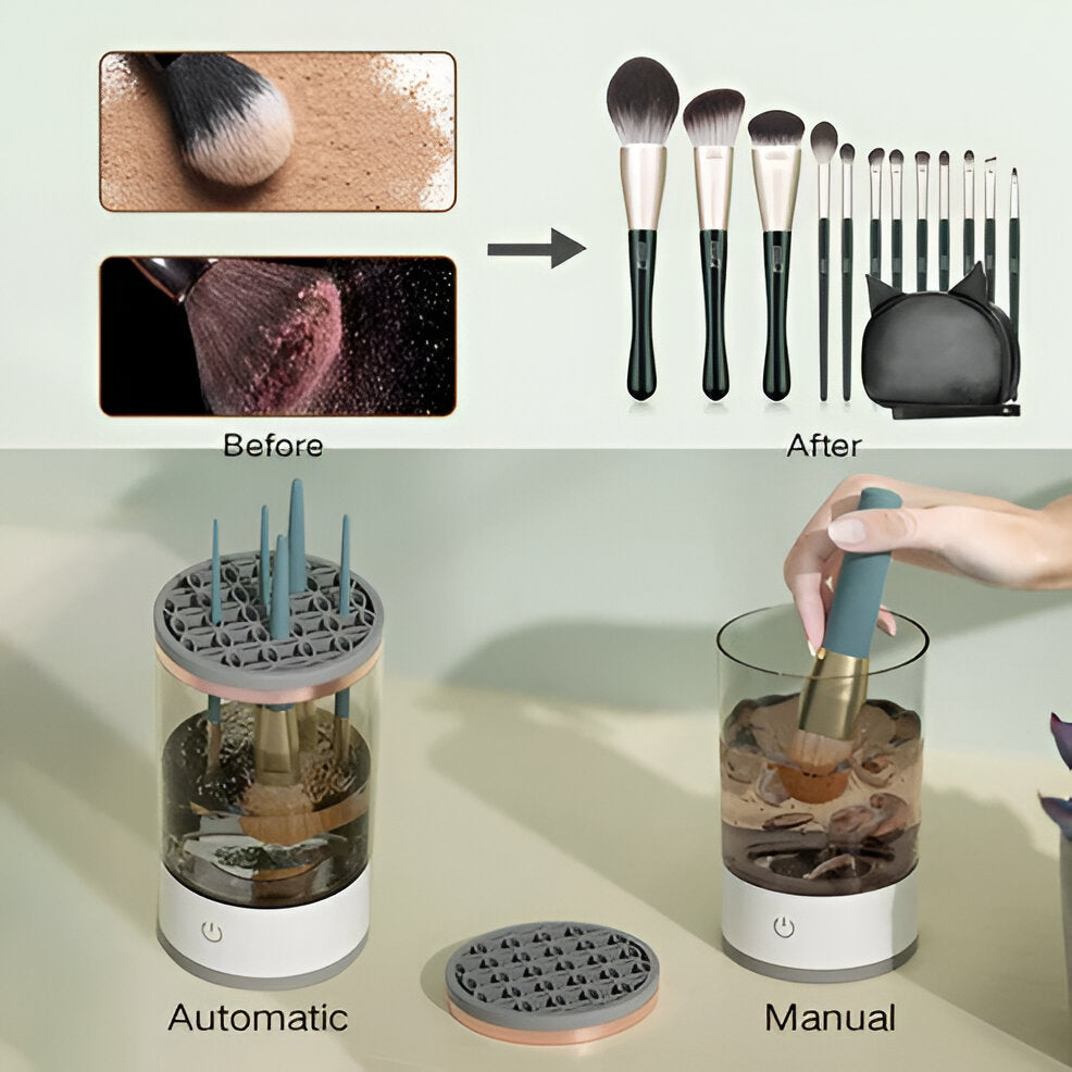 Electric Makeup Brush Cleaner, Automatic UV Sterilizing Brush Washer and Dryer for Cosmetic Brushes, Vanity Cleaner