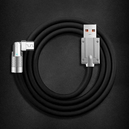 180-Degree Rotating Fast Charging Cable, 120W USB-C, Micro USB & Lightning Gaming Charger Cord with Data Sync, 3 Colors