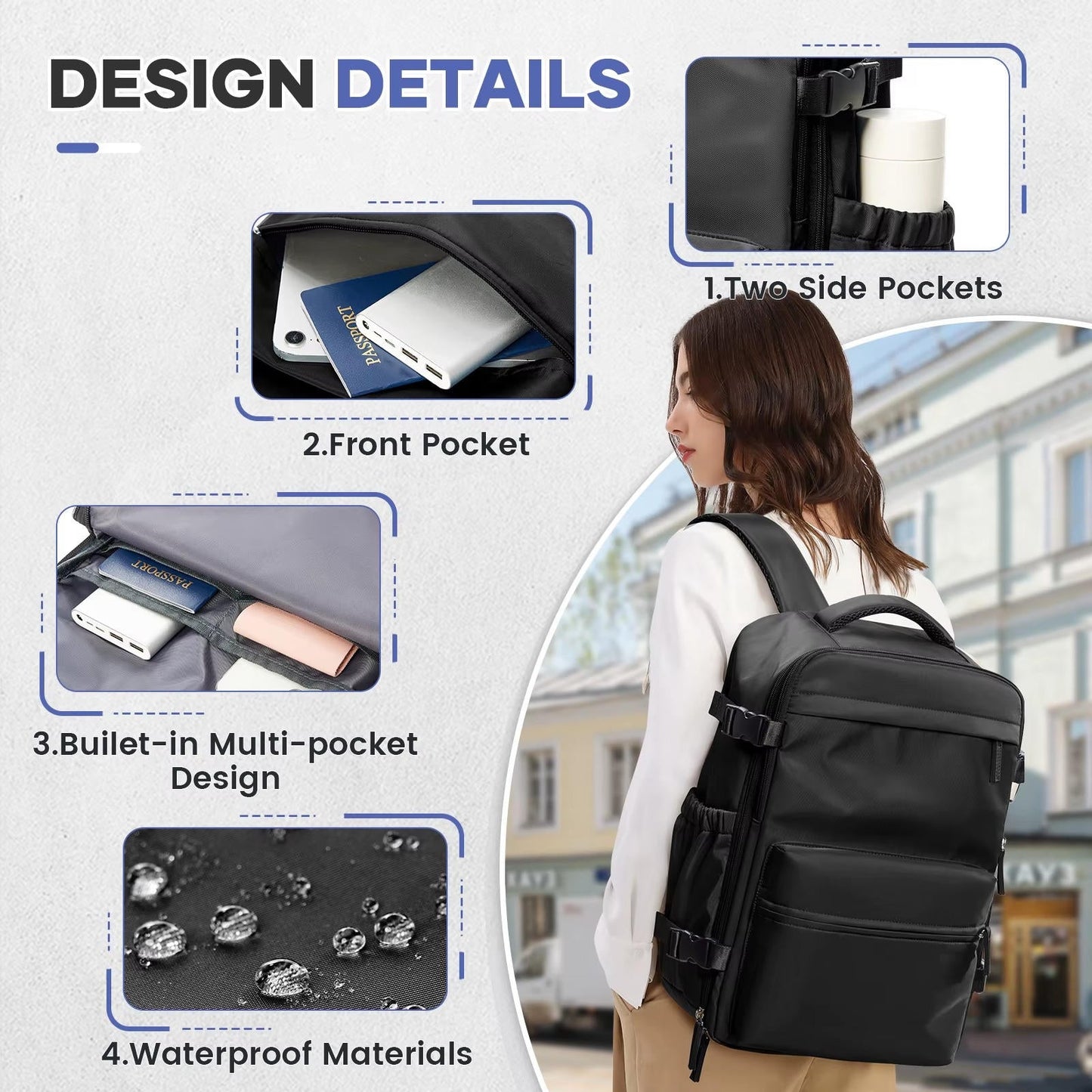 Compression Travel Backpack with Electric Pump, Expandable Vacuum Carry-On Bag with 17-Inch Laptop Compartment, 6 Colors