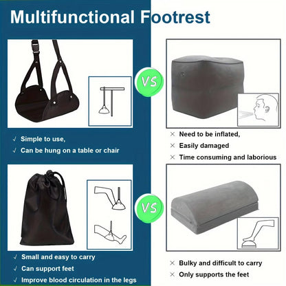 Airplane Footrest Hammock, 2 Pack Adjustable Foot Rest for Long Flights, Travel and Under Desk, Cushioned Canvas Foot Hammock