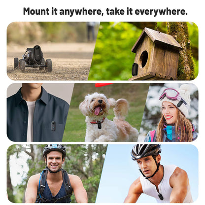 4K Action Camera, Mini Wearable Body Cam with Magnetic Mount and Clip for Cycling, POV Vlogging and Sports, 2 Colors
