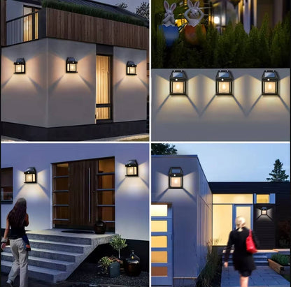 Solar Motion Sensor Wall Light, 2 Pack 600 Lumen Outdoor Waterproof Security Light with 3 Modes for Walls & Walkways