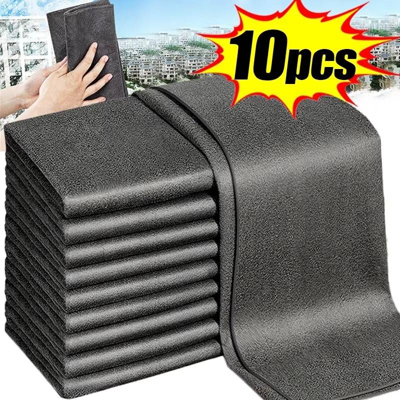 Microfiber Cleaning Cloths, 10 Pack Reusable Streak-Free Towels for Glass, Windows, Car Detailing & Kitchen, Lint-Free Wash Rags