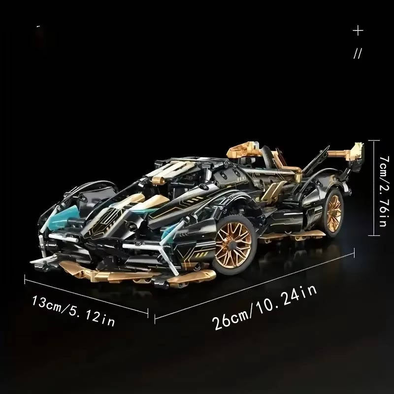 1690-Piece V12 Model Car Building Blocks Set, Building Bricks Kit with Working Suspension and Steering for Teens & Adults