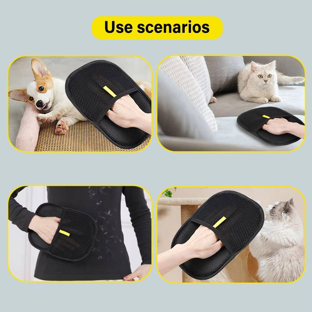 Pet Hair Remover Glove, 2 Pack Dog and Cat Grooming Deshedding Gloves with Textured Massage Mitt for Loose Fur