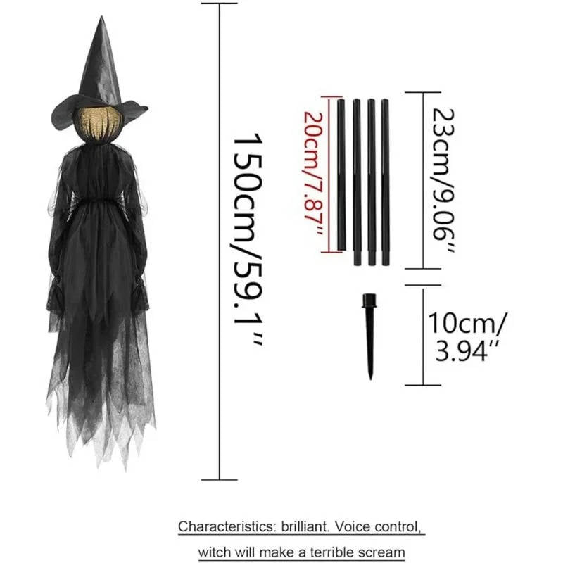 Sound-Activated Witch Decorations, 3-Piece Light-Up Talking Halloween Witches for Indoor and Outdoor Yard Decor