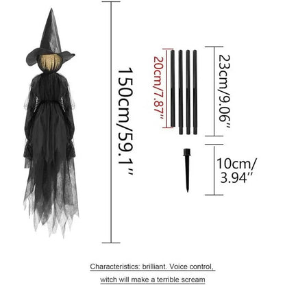 Sound-Activated Witch Decorations, 3-Piece Light-Up Talking Halloween Witches for Indoor and Outdoor Yard Decor
