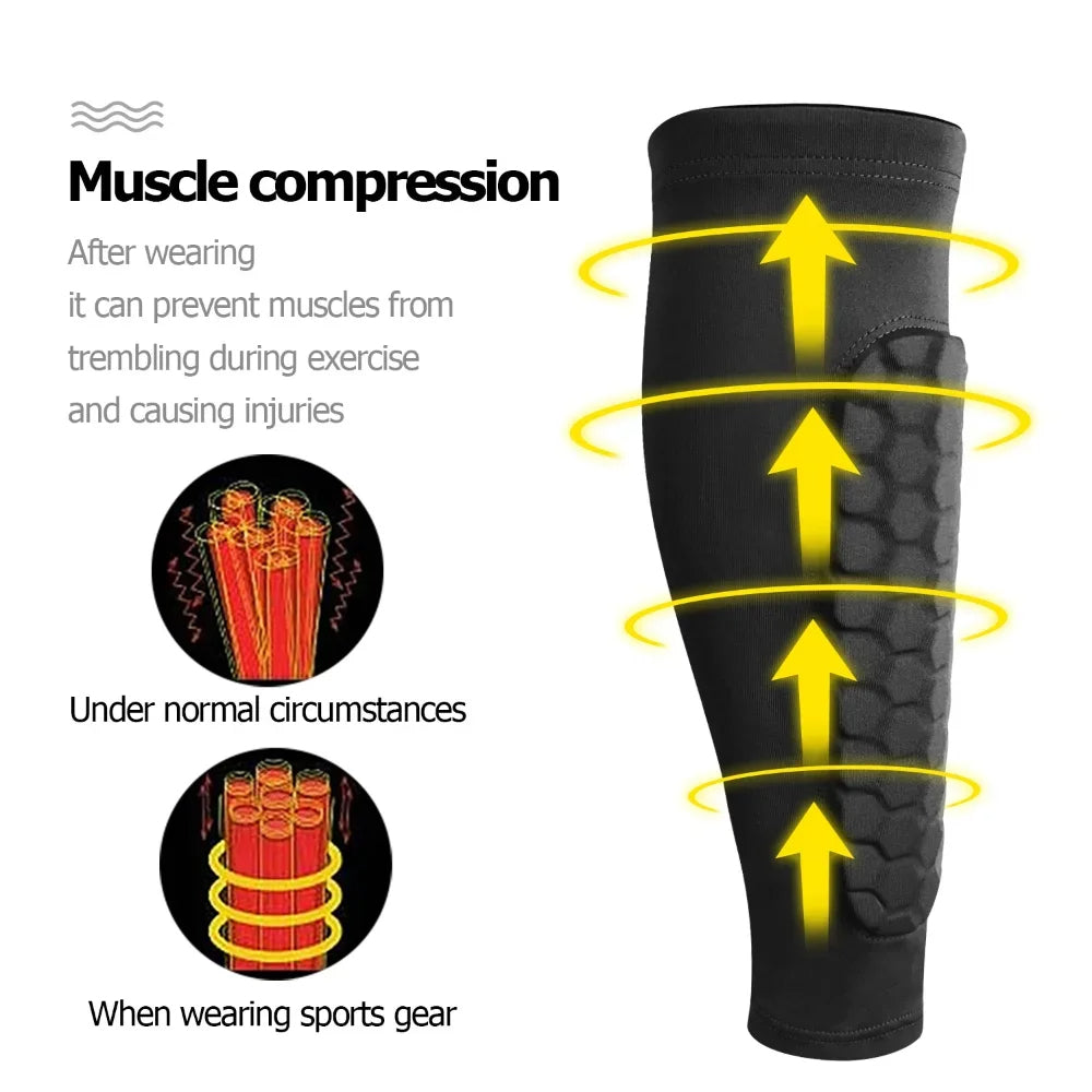 Soccer Shin Guards with Honeycomb Compression Sleeve, Lightweight Breathable Shin Pads for Kids, Youth & Adults, Sizes M-XL