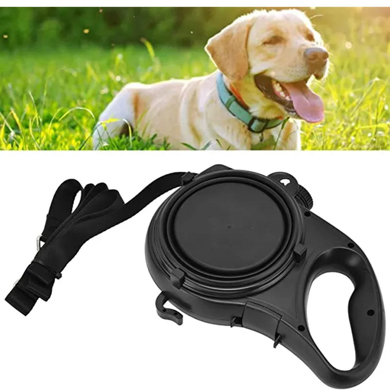 4-in-1 Dog Leash with Water Bottle, Walking Leash with Foldable Bowl and Waste Bag Dispenser, 3 Colors