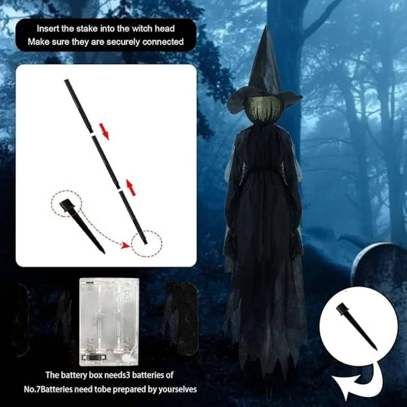 Sound-Activated Witch Decorations, 3-Piece Light-Up Talking Halloween Witches for Indoor and Outdoor Yard Decor