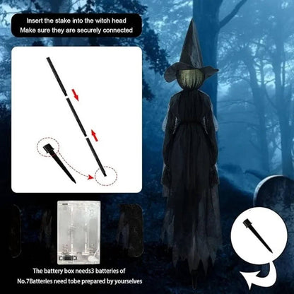 Sound-Activated Witch Decorations, 3-Piece Light-Up Talking Halloween Witches for Indoor and Outdoor Yard Decor