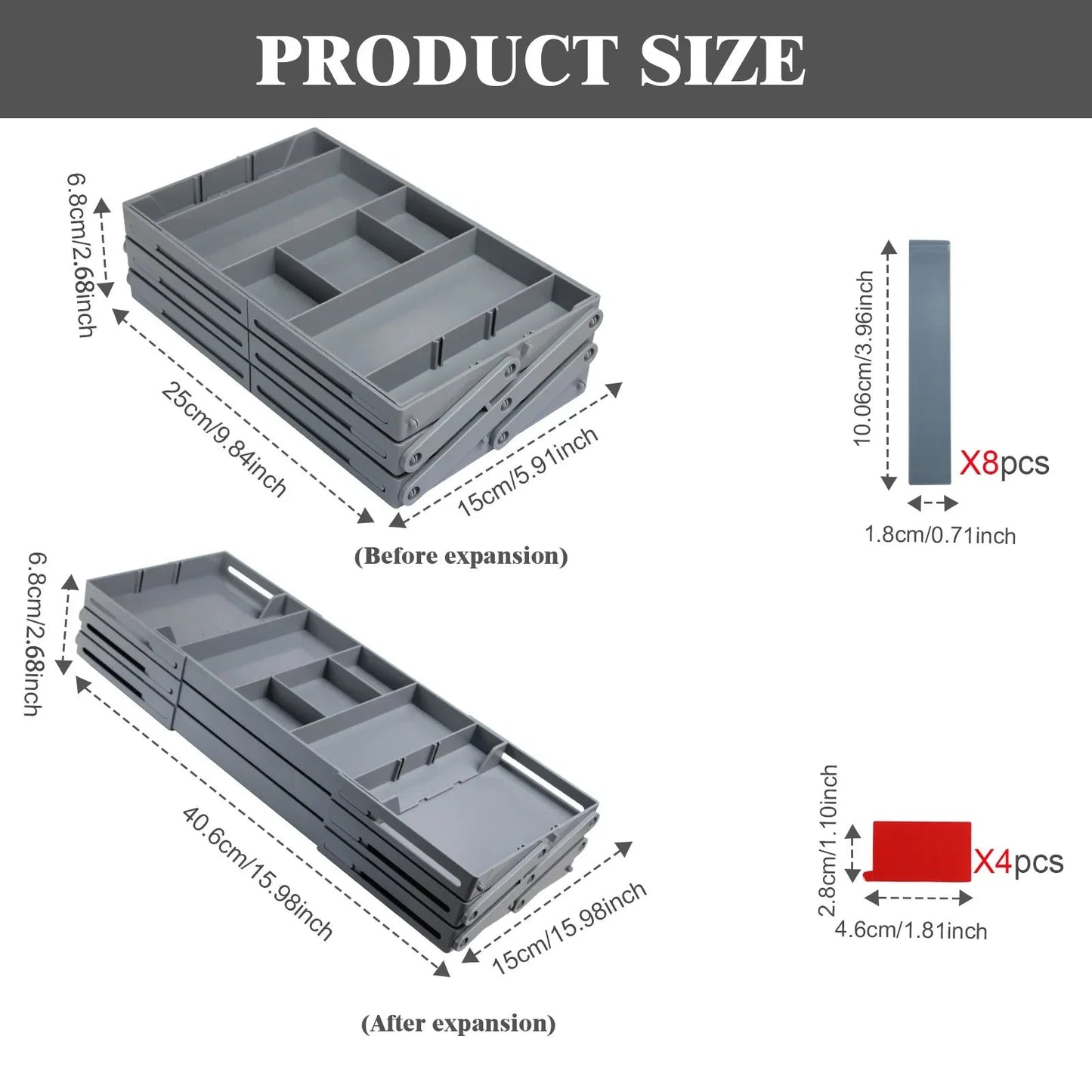 3-Tier Drawer Organizer, Foldable Multi-Compartment Storage Tray for Cosmetics, Jewelry, Office and Craft Supplies