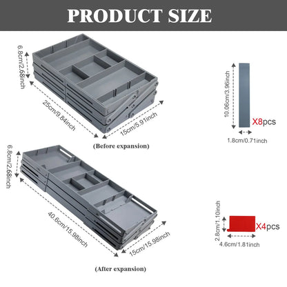 3-Tier Drawer Organizer, Foldable Multi-Compartment Storage Tray for Cosmetics, Jewelry, Office and Craft Supplies