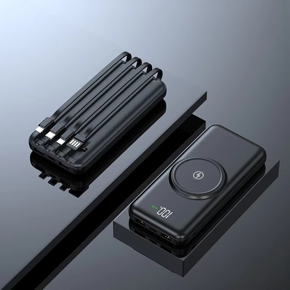 20000mAh Portable Power Bank with Built-In Cables, Wireless Charging Battery Pack with Display for Phone & Laptop, 3 Colors