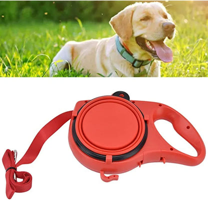 4-in-1 Dog Leash with Water Bottle, Walking Leash with Foldable Bowl and Waste Bag Dispenser, 3 Colors