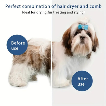 3-in-1 Dog Hair Dryer Brush, Pet Grooming Blow Dryer with Comb and Adjustable Heat for Drying and Styling at Home