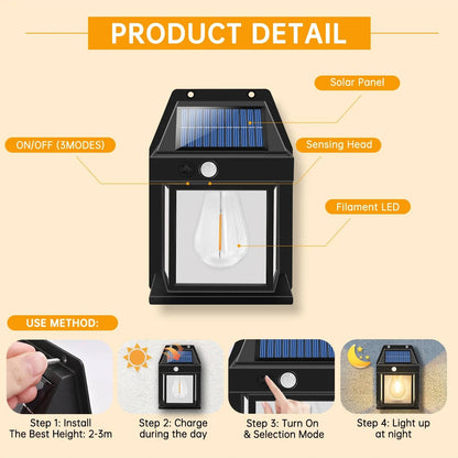 Solar Motion Sensor Wall Light, 2 Pack 600 Lumen Outdoor Waterproof Security Light with 3 Modes for Walls & Walkways