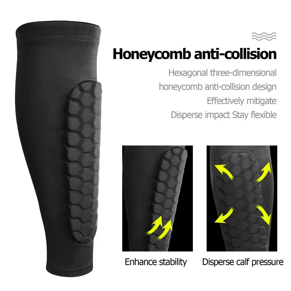 Soccer Shin Guards with Honeycomb Compression Sleeve, Lightweight Breathable Shin Pads for Kids, Youth & Adults, Sizes M-XL