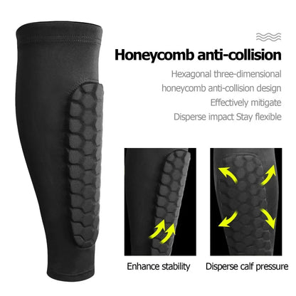Soccer Shin Guards with Honeycomb Compression Sleeve, Lightweight Breathable Shin Pads for Kids, Youth & Adults, Sizes M-XL