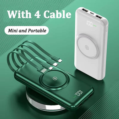 20000mAh Portable Power Bank with Built-In Cables, Wireless Charging Battery Pack with Display for Phone & Laptop, 3 Colors