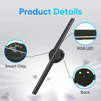 3D Hologram Fan Projector, LED Holographic Advertising Display for Store, Business and Event Signage