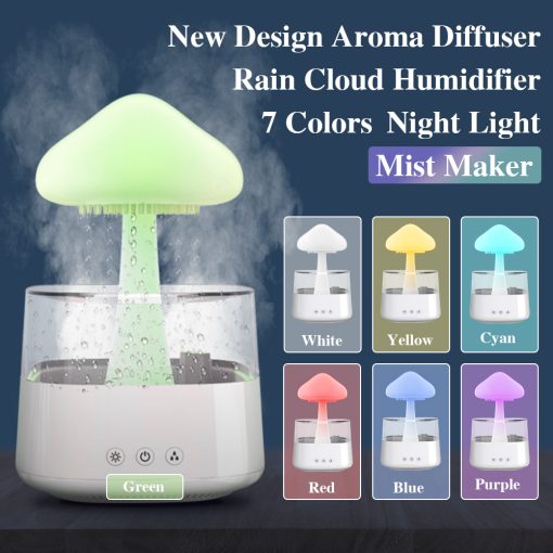 Rain Cloud Aromatherapy Diffuser, 2-in-1 Essential Oil Humidifier and Raining Cloud Night Light for Bedroom & Desk