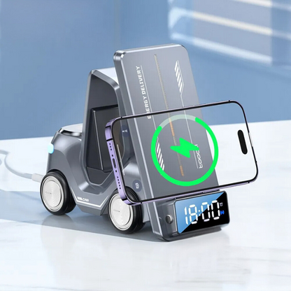 5-in-1 Wireless Charger with Alarm Clock, MagSafe Charging Station for iPhone, Apple Watch and AirPods with Night Light