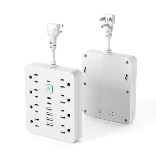 14-in-1 Surge Protector Power Strip, Desktop Charging Station with 8 AC Outlets, 4 USB and 2 USB-C Ports, Wall Mountable