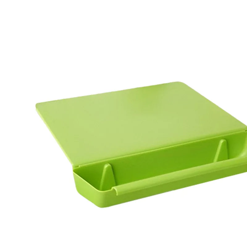 2-in-1 Cutting Board with Tray, BPA-Free Chopping Board with Slide-Out Drawer and Bag Holder for Kitchen Prep, 2 Colors