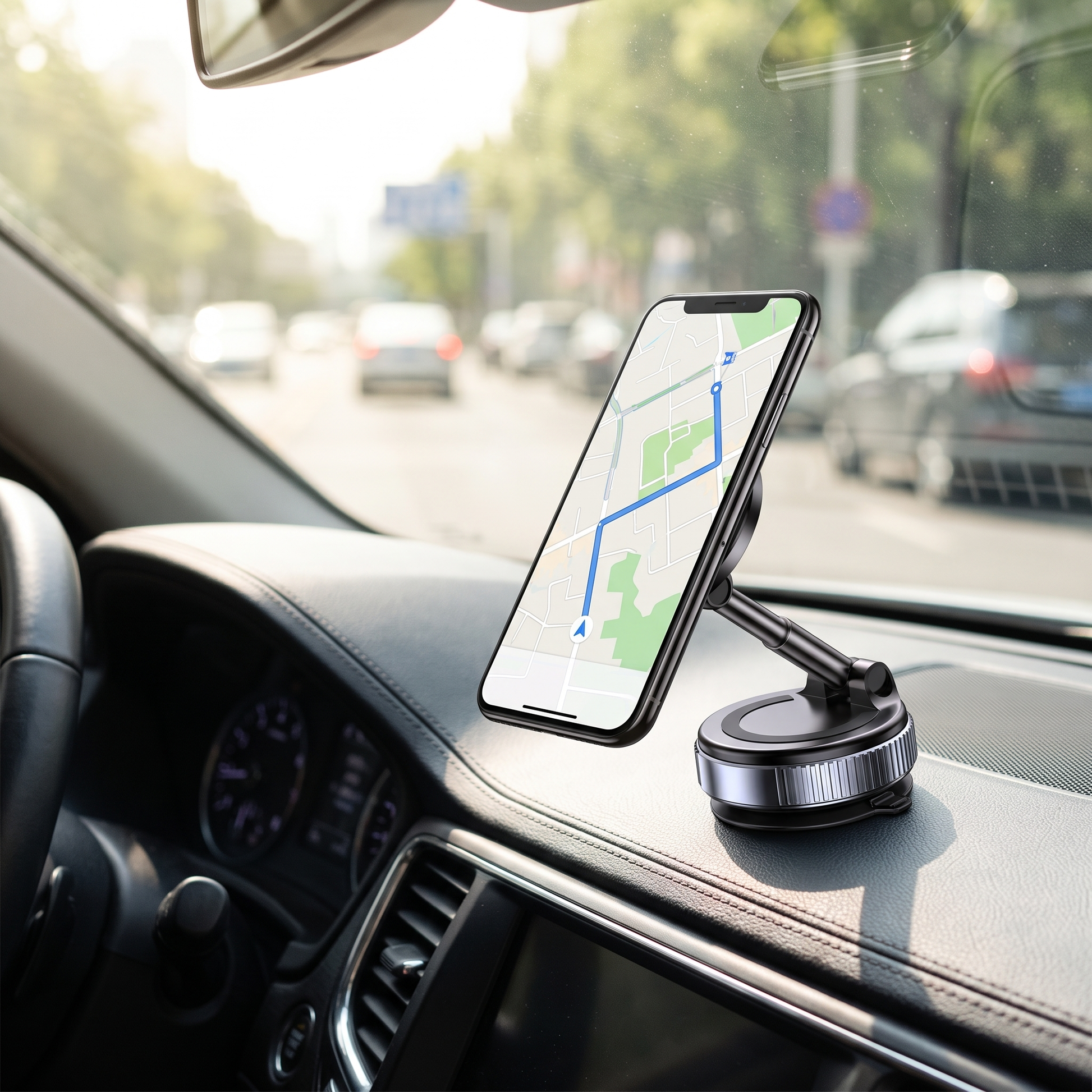 Magnetic Phone Holder — car dashboard top — real-scene lifestyle v4
