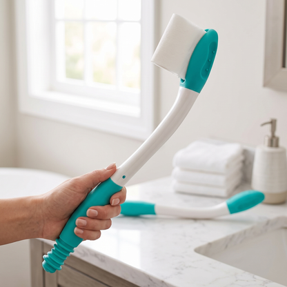 Long Reach Toilet Aid — clean bright modern marble bathroom — real-scene lifestyle v4