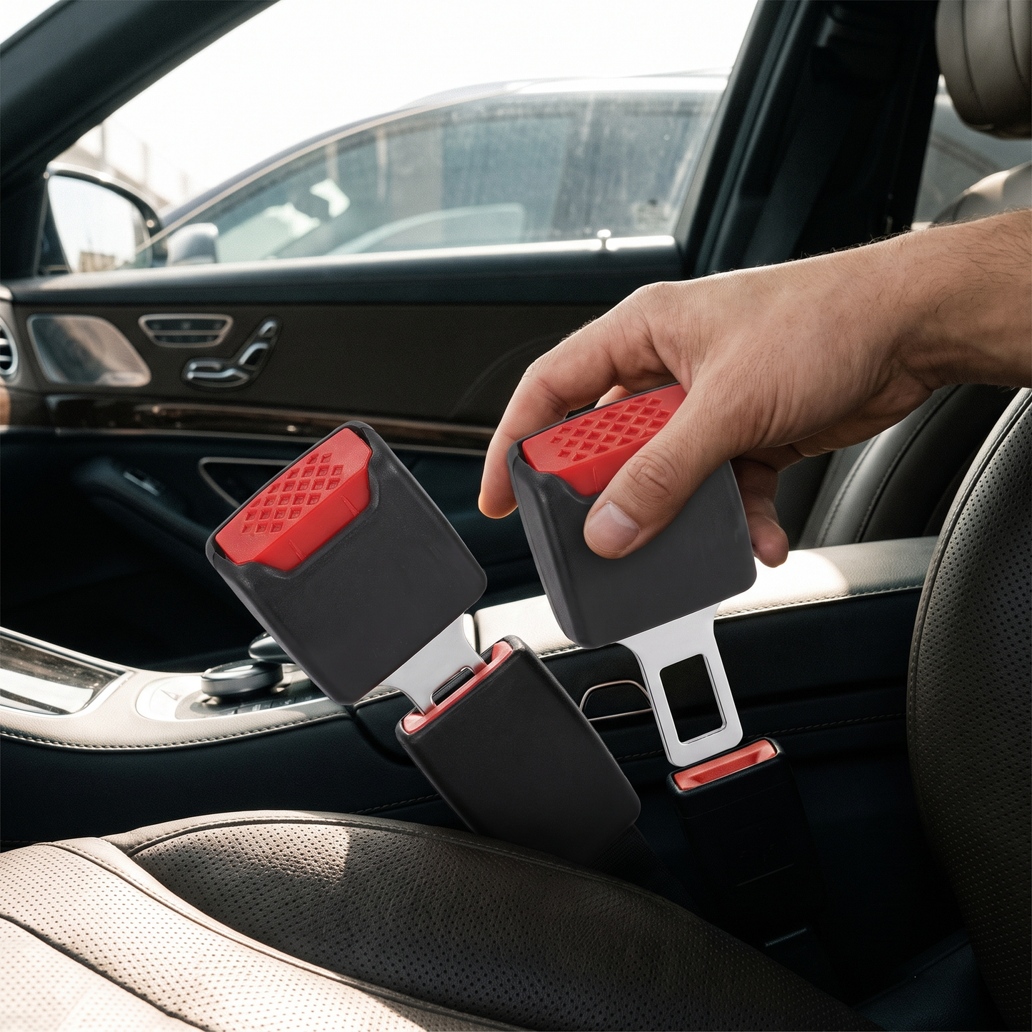 Seat Belt Extender — inside a real car cabin — real-scene lifestyle v4