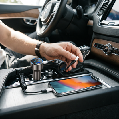 Retractable Car Charger — inside a real car — real-scene lifestyle v4
