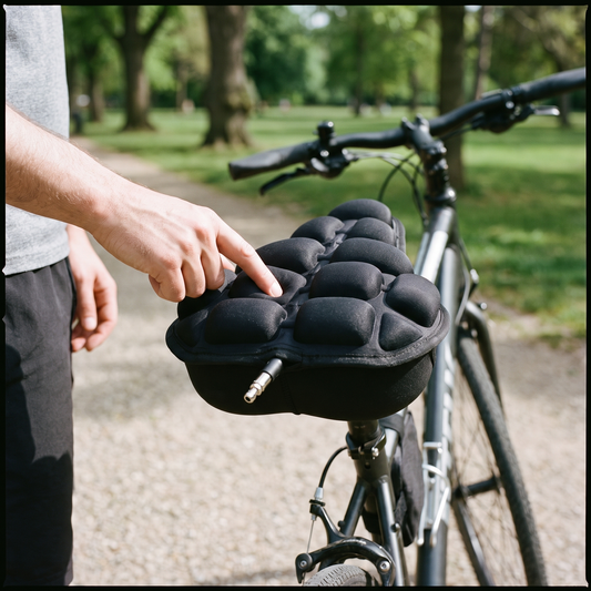 Inflatable Bike Seat Cushion — outdoors — real-scene lifestyle v4