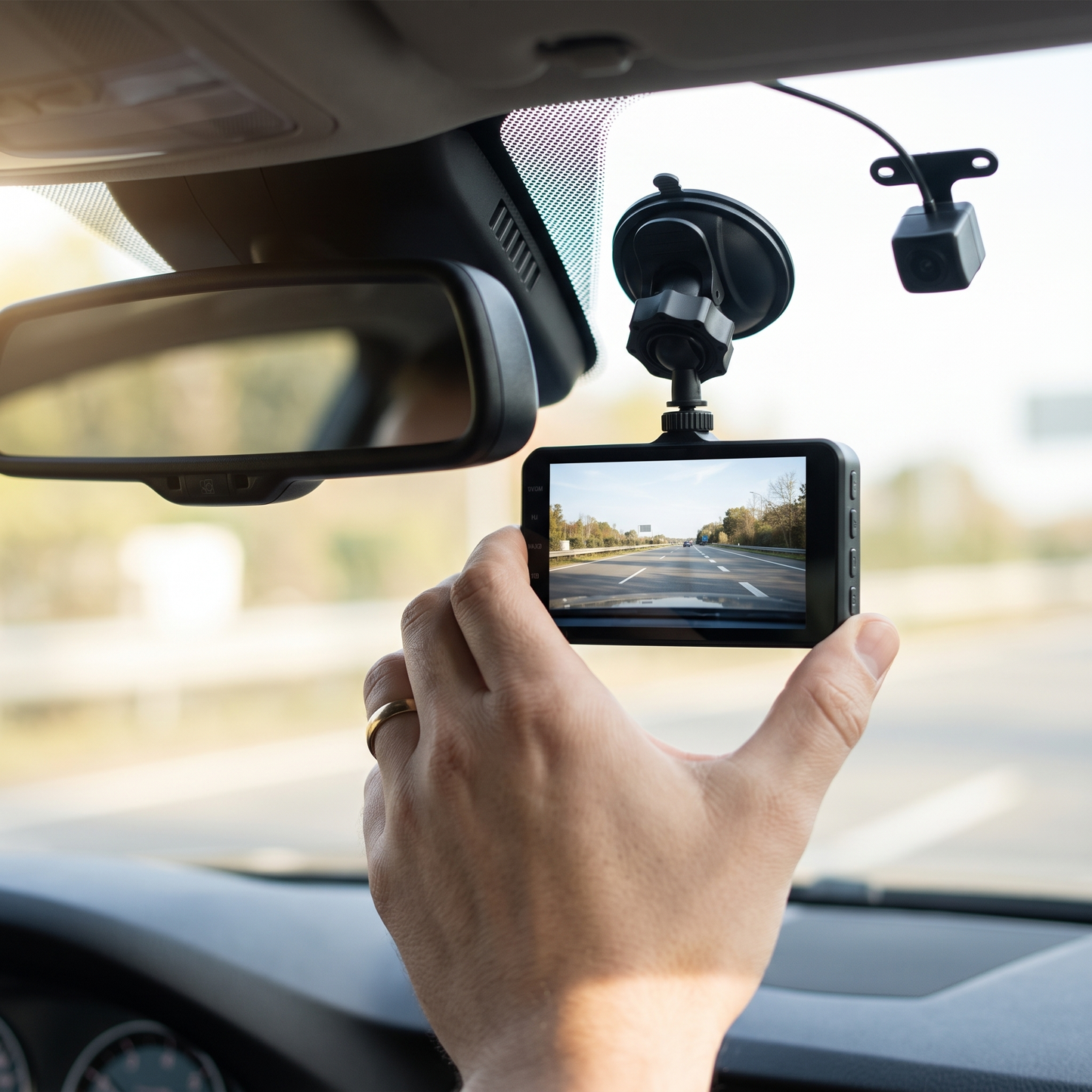 Full HD Dash Cam — inside a real car cabin — real-scene lifestyle v4