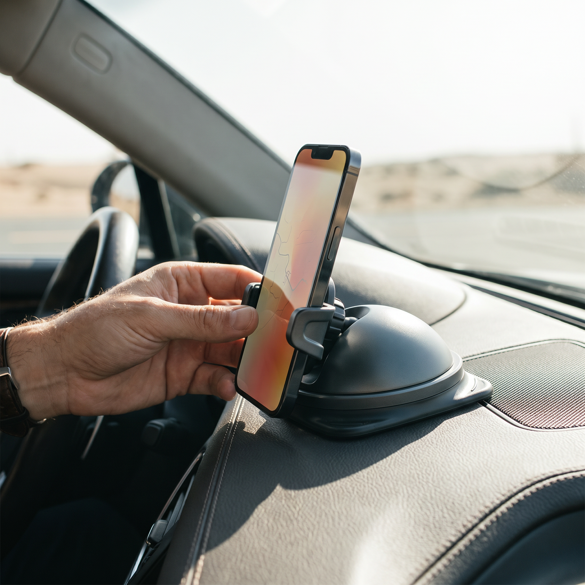 Rotating Car Phone Holder — inside a real car — real-scene lifestyle v4